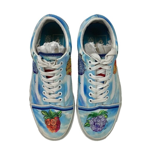 VANS x One Piece Old Skool-Women\'s 8.5/Mens 7-Devil Fruit-Blue Anime Skate Shoes main image 11